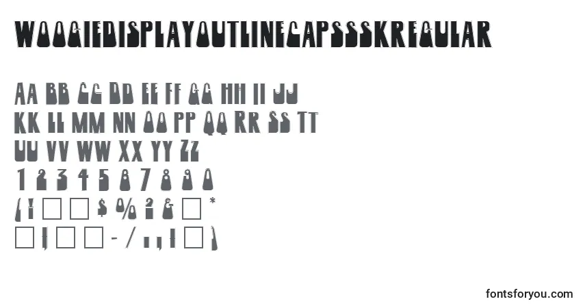 A fonte WoogiedisplayoutlinecapssskRegular – alfabeto, números, caracteres especiais