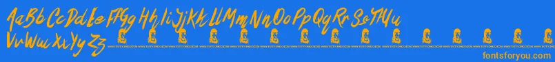 TheOysterBar-Schriftart – Orangefarbene Schriften auf blauem Hintergrund
