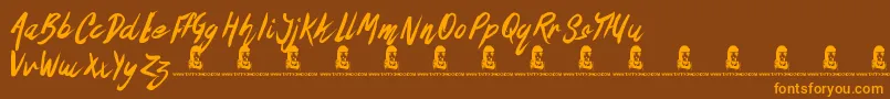 TheOysterBar-Schriftart – Orangefarbene Schriften auf braunem Hintergrund