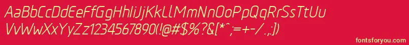 Fonte TadaoItalic – fontes amarelas em um fundo vermelho