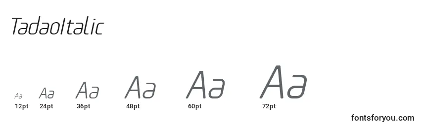 Размеры шрифта TadaoItalic