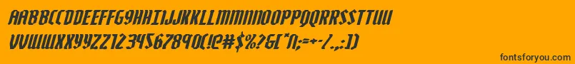 Zollernexpandital-Schriftart – Schwarze Schriften auf orangefarbenem Hintergrund
