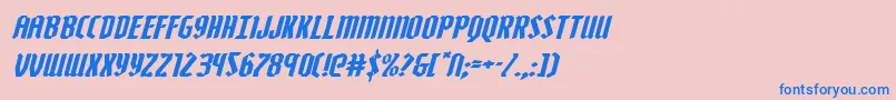 Zollernexpandital-Schriftart – Blaue Schriften auf rosa Hintergrund