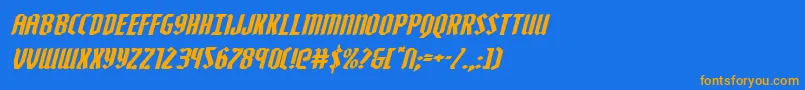 フォントZollernexpandital – オレンジ色の文字が青い背景にあります。