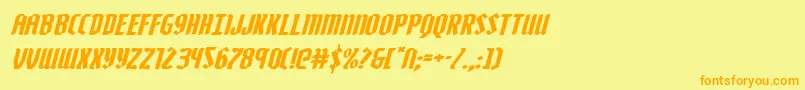 フォントZollernexpandital – オレンジの文字が黄色の背景にあります。