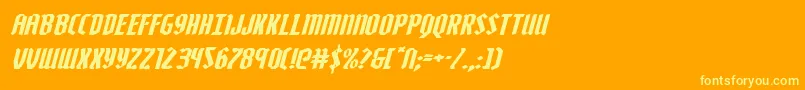 Zollernexpandital-Schriftart – Gelbe Schriften auf orangefarbenem Hintergrund