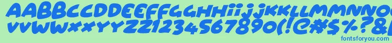 フォントWowsersItalic – 青い文字は緑の背景です。