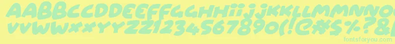 WowsersItalic Font – Green Fonts on Yellow Background