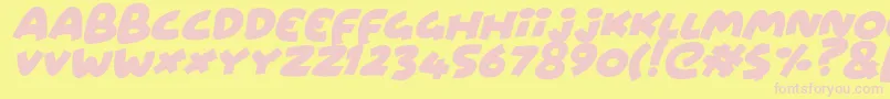 WowsersItalic-Schriftart – Rosa Schriften auf gelbem Hintergrund