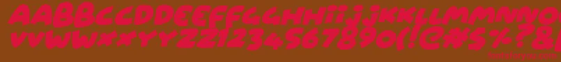 フォントWowsersItalic – 赤い文字が茶色の背景にあります。