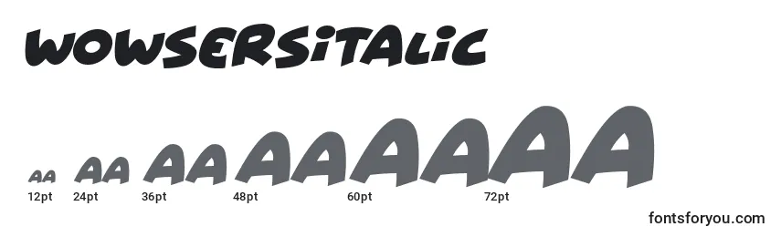 WowsersItalic Font Sizes