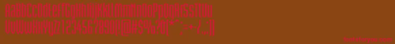 フォントBriemakademistdSemiboldcn – 赤い文字が茶色の背景にあります。