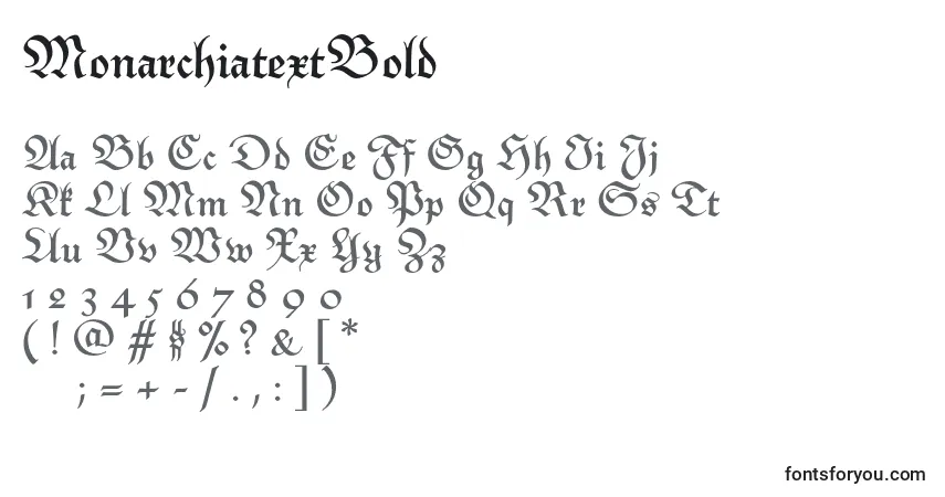 A fonte MonarchiatextBold – alfabeto, números, caracteres especiais