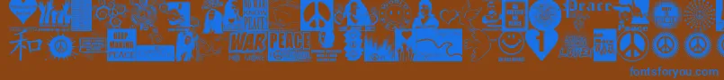 Fonte PeaceForever – fontes azuis em um fundo marrom