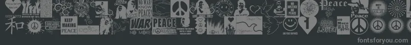 PeaceForever-fontti – harmaat kirjasimet mustalla taustalla
