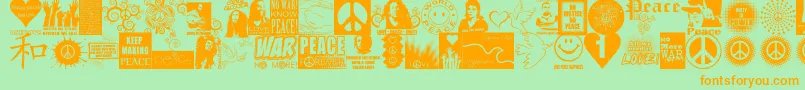 PeaceForever Font – Orange Fonts on Green Background