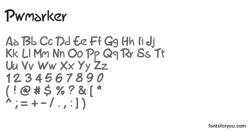 Pwmarker-fontti – aakkoset, numerot, erikoismerkit