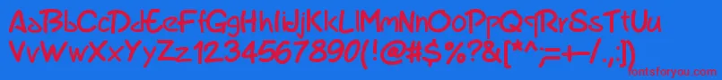 Pwmarker-Schriftart – Rote Schriften auf blauem Hintergrund