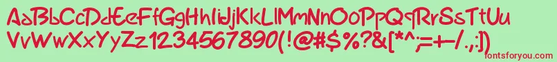 Fonte Pwmarker – fontes vermelhas em um fundo verde