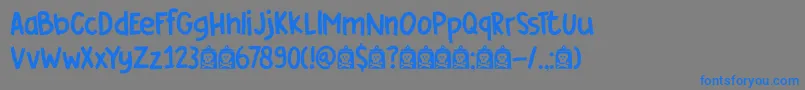 DkCoverUp-Schriftart – Blaue Schriften auf grauem Hintergrund