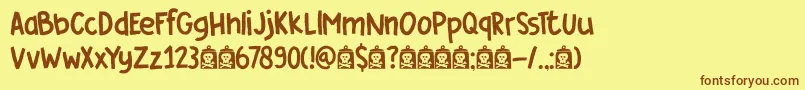 DkCoverUp Font – Brown Fonts on Yellow Background