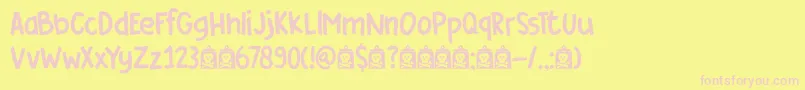 DkCoverUp Font – Pink Fonts on Yellow Background