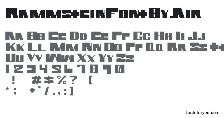 A fonte RammsteinFontBy.Air – alfabeto, números, caracteres especiais