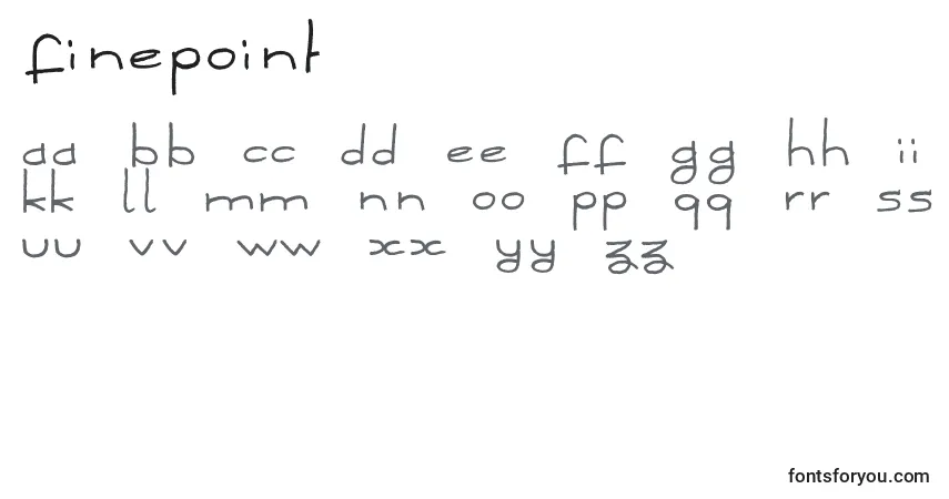 Finepoint-fontti – aakkoset, numerot, erikoismerkit