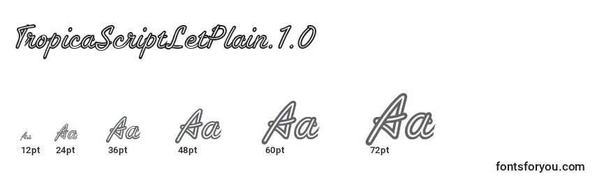 TropicaScriptLetPlain.1.0 Font Sizes