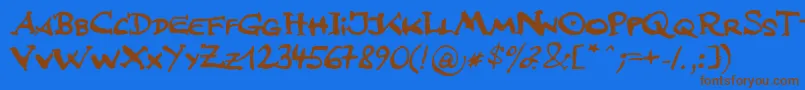 JfsLetteringMultilingua Font – Brown Fonts on Blue Background