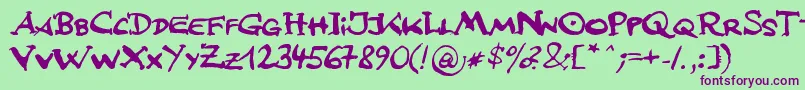 JfsLetteringMultilingua Font – Purple Fonts on Green Background