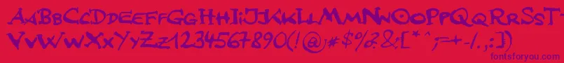 JfsLetteringMultilingua Font – Purple Fonts on Red Background