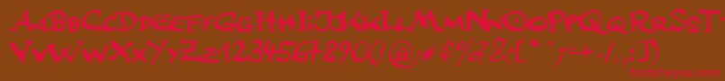 JfsLetteringMultilingua Font – Red Fonts on Brown Background