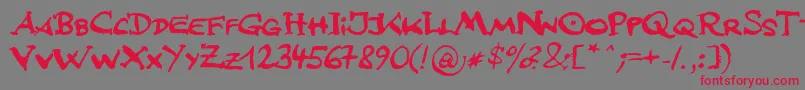 JfsLetteringMultilingua-fontti – punaiset fontit harmaalla taustalla
