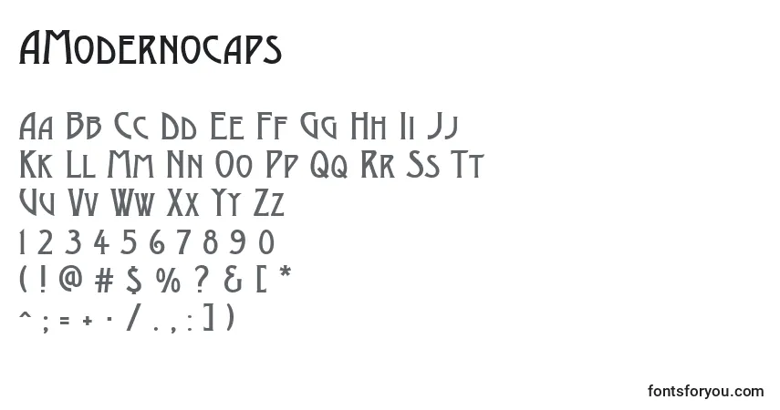 A fonte AModernocaps – alfabeto, números, caracteres especiais