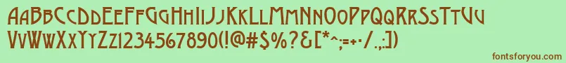 Więcej informacji o czcionce AModernocaps Czcionka AModernocaps – brązowe czcionki na zielonym tle