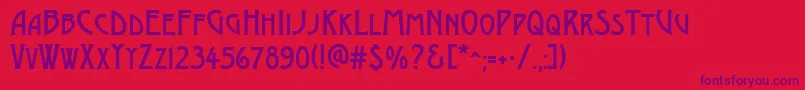 Więcej informacji o czcionce AModernocaps Czcionka AModernocaps – fioletowe czcionki na czerwonym tle