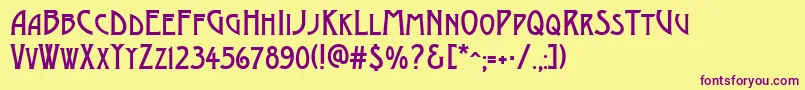 AModernocapsフォントについての詳細 フォントAModernocaps – 紫色のフォント、黄色の背景