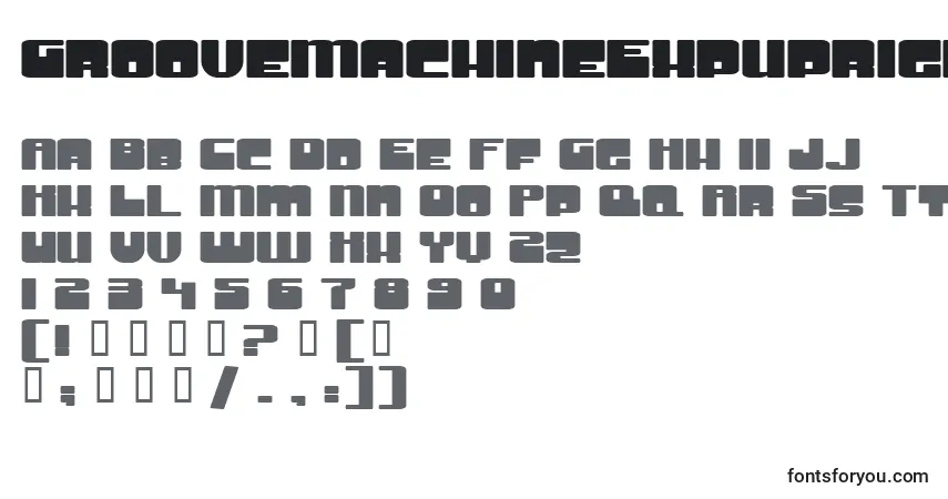 Шрифт GrooveMachineExpuprightBold – алфавит, цифры, специальные символы