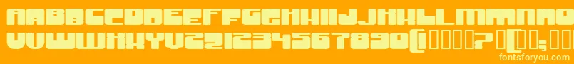 GrooveMachineExpuprightBold-Schriftart – Gelbe Schriften auf orangefarbenem Hintergrund