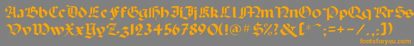 PaladinpcrusMedium-Schriftart – Orangefarbene Schriften auf grauem Hintergrund