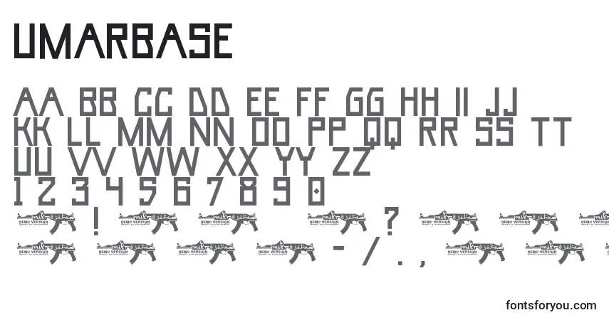 Czcionka UmarBase – alfabet, cyfry, specjalne znaki