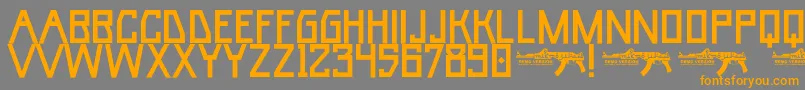 フォントUmarBase – オレンジの文字は灰色の背景にあります。
