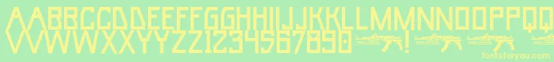 UmarBase-Schriftart – Gelbe Schriften auf grünem Hintergrund