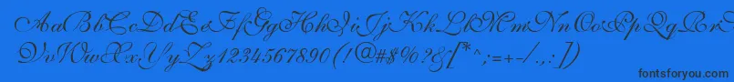 SarahvolantedbNormal-Schriftart – Schwarze Schriften auf blauem Hintergrund