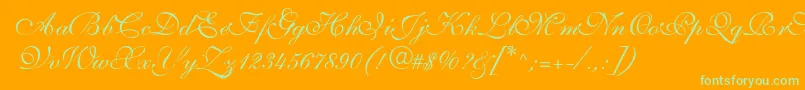 SarahvolantedbNormal-Schriftart – Grüne Schriften auf orangefarbenem Hintergrund