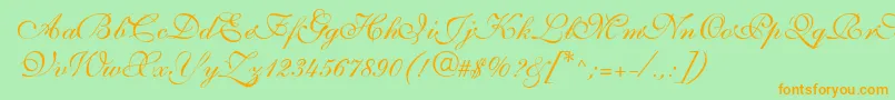 SarahvolantedbNormal-Schriftart – Orangefarbene Schriften auf grünem Hintergrund