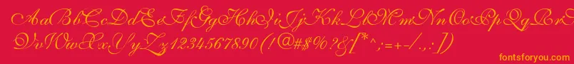 SarahvolantedbNormal Font – Orange Fonts on Red Background