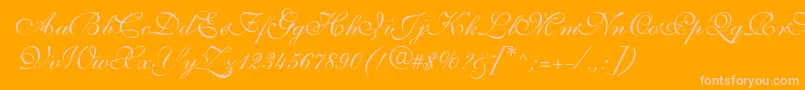 SarahvolantedbNormal-Schriftart – Rosa Schriften auf orangefarbenem Hintergrund