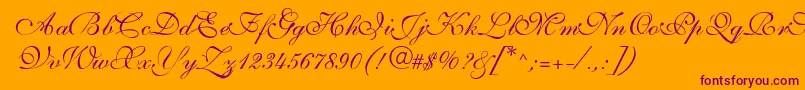 SarahvolantedbNormal-Schriftart – Violette Schriften auf orangefarbenem Hintergrund